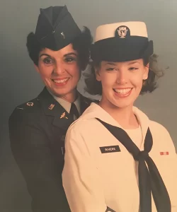 Tiffany and her mother in military uniform