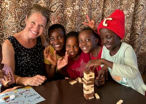 Hannah and the children in a Boarding Home